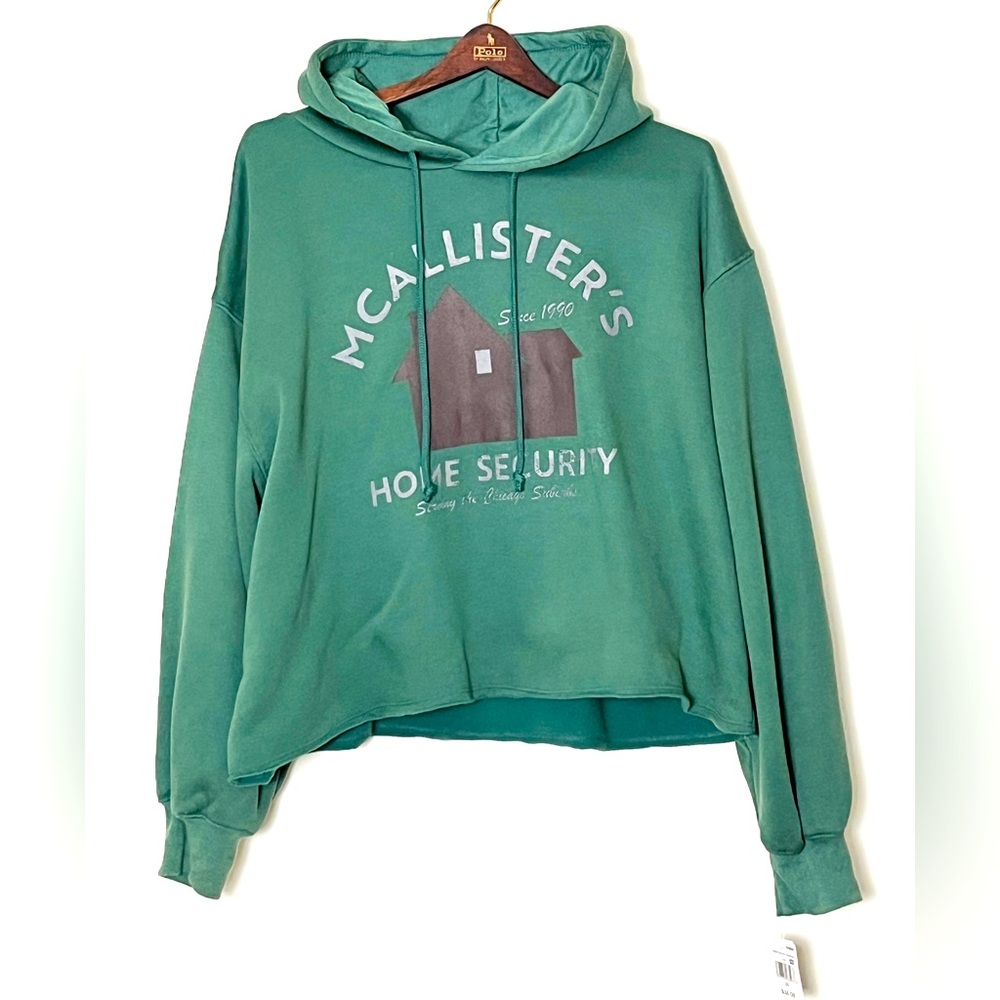 NWT Home Alone Cropped‎ Hoodie 2X Green Graphic Movie 90s Nostalgia Core Humor